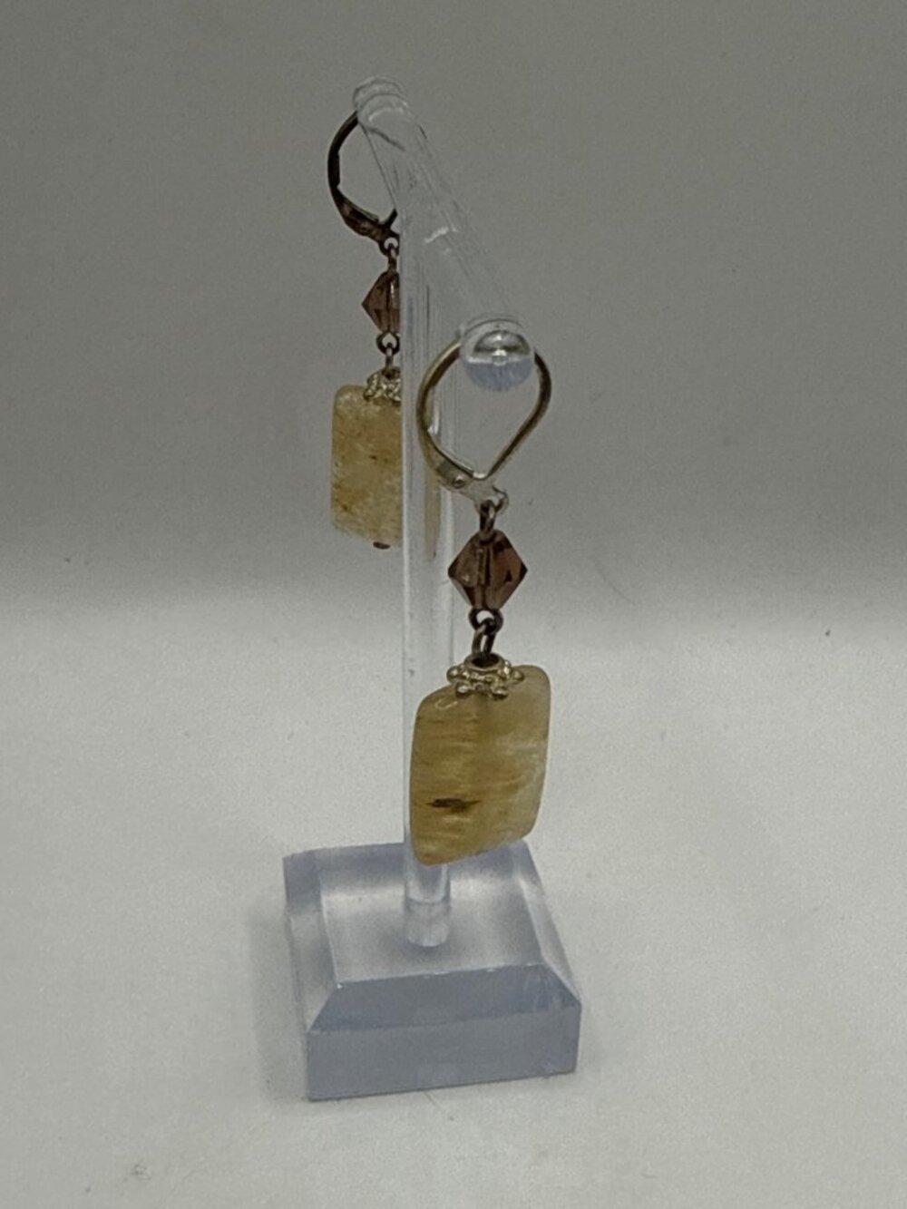 Premier Designs Sand Dune Quartz & Crystal Leverback Drop Earrings - Picture 5 of 8